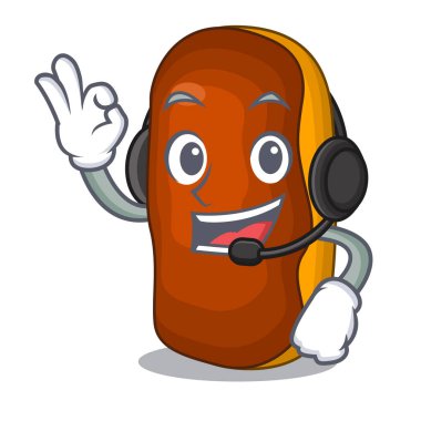 Kulaklık karikatür kek pasta ile dekore edilmiş ezmesi çikolata