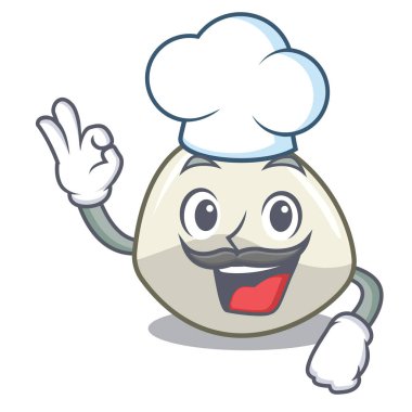 Şef karakter karikatür taze mozzarella peynir dilimleri