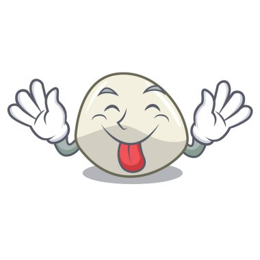 Maskot karikatür izole mozzarella peyniri dışarı dil