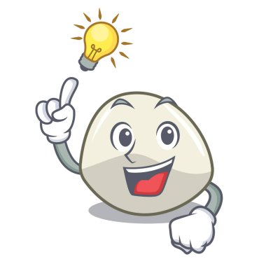 Maskot karikatür izole bir fikir mozzarella peyniri var