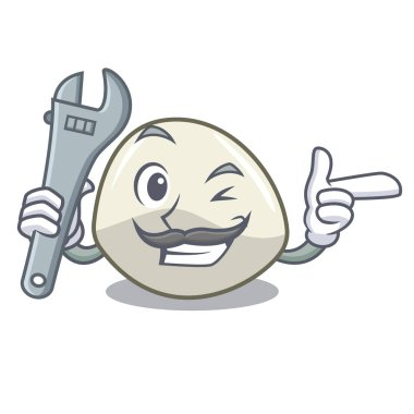 Maskot karikatür izole mekanik mozzarella peyniri