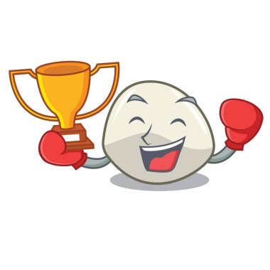 Maskot karikatür izole boks şampiyonu mozzarella peyniri