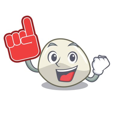 Maskot karikatür izole köpük parmak mozzarella peyniri