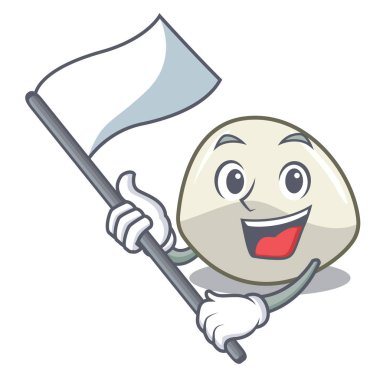 Maskot karikatür izole bayrak mozzarella peyniri ile