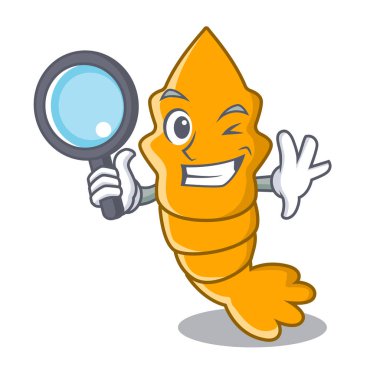 Dedektif taze çiğ karides karakter karikatür