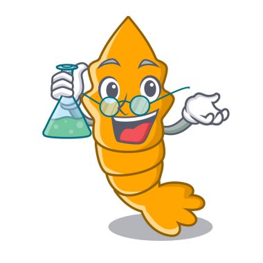 Profesör taze çiğ karides karakter karikatür