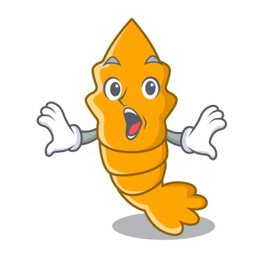 Pişmiş karides maskot karikatür izole şaşırttı