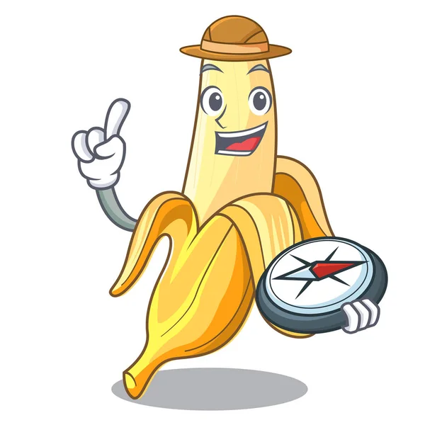 Penjelajah gaya kartun buah pisang segar - Stok Vektor