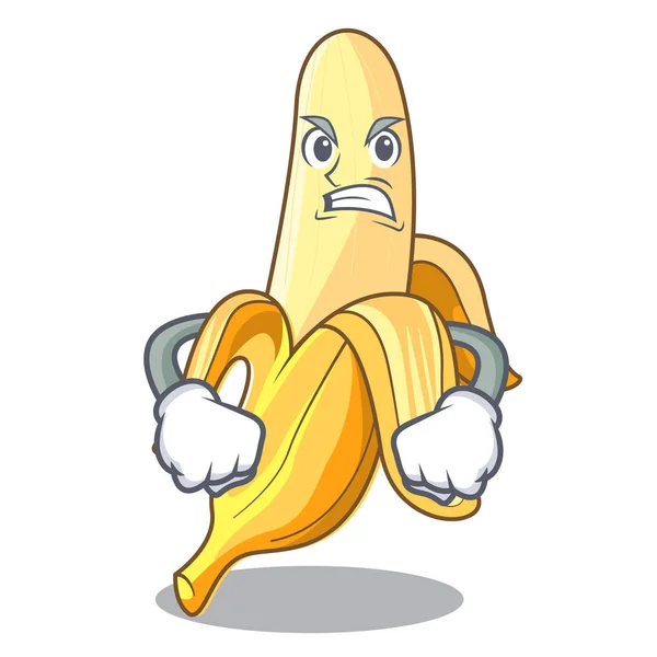 Θυμωμένος νωπή μπανάνα φρούτα μασκότ κινούμενων σχεδίων ύφος — Διανυσματικό Αρχείο