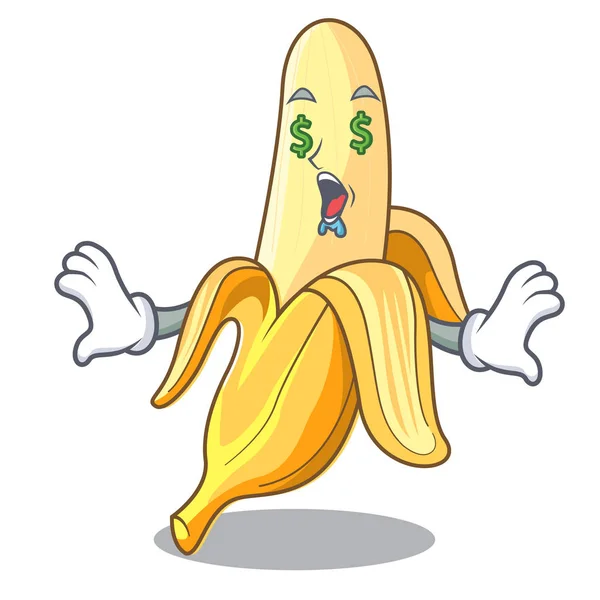 Χρήματα μάτι νόστιμη φρέσκια μπανάνα μασκότ κινούμενων σχεδίων ύφος — Διανυσματικό Αρχείο