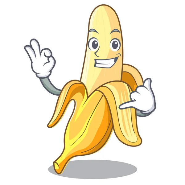 Τηλεφώνησέ μου ύφος κινούμενων σχεδίων μασκότ νόστιμη φρέσκια μπανάνα — Διανυσματικό Αρχείο