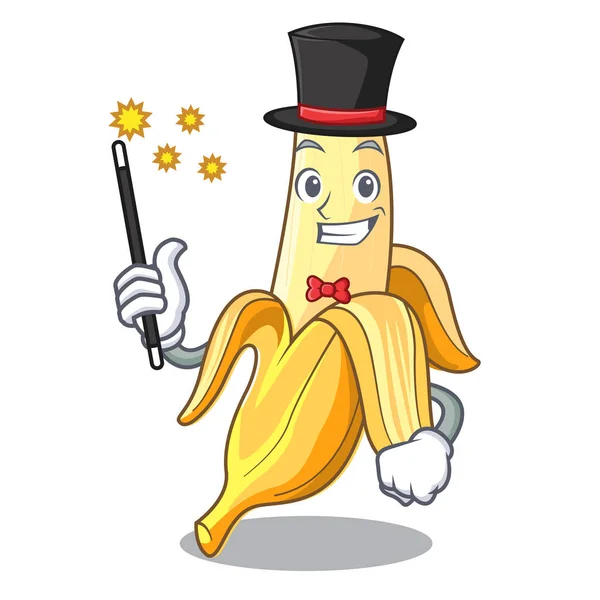 Bűvész ízletes friss banán kabalája rajzfilm stílusú — Stock Vector