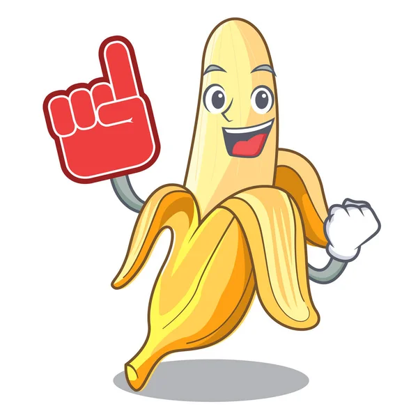 泡沫手指美味新鲜香蕉吉祥物卡通风格 — 图库矢量图片