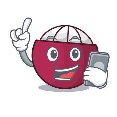 Çizgi film vektör illüstrasyon izole telefon karakter tropikal mangosten ile