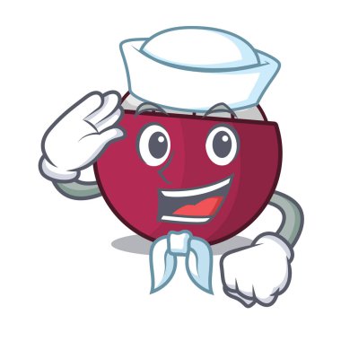 Denizci karakter tropikal mangosteen karikatür vektör illüstrasyon izole