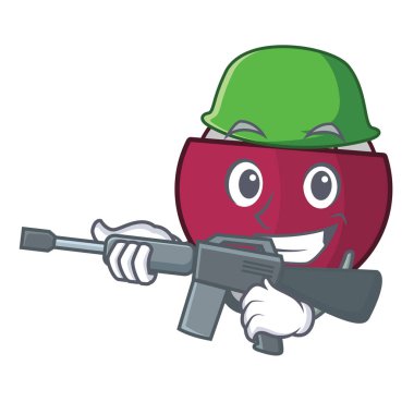 Ordu karakter tropikal mangosteen karikatür vektör illüstrasyon izole