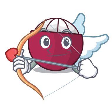 Aşk tanrısı karakter tropikal mangosteen karikatür vektör illüstrasyon izole