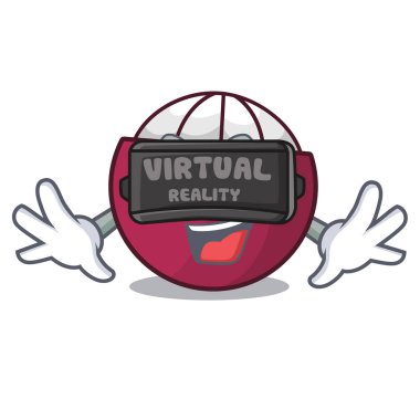 Sanal gerçeklik taze mangosten meyve Pazar karikatür