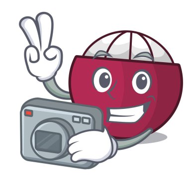 Fotoğrafçı taze mangosten meyve Pazar karikatür