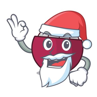 Santa taze olgun mangosteen maskot vektör illüstrasyon izole