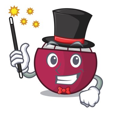 Sihirbaz taze olgun mangosteen maskot vektör illüstrasyon izole