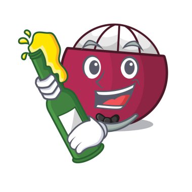 Maskot vektör illüstrasyon izole bira taze olgun mangosten ile