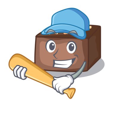 Beyzbol oynayan karakter karikatür badem pasta karamel ile