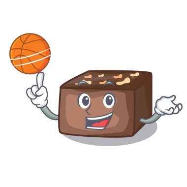 Karamel ile basketbol karakter karikatür badem pasta ile