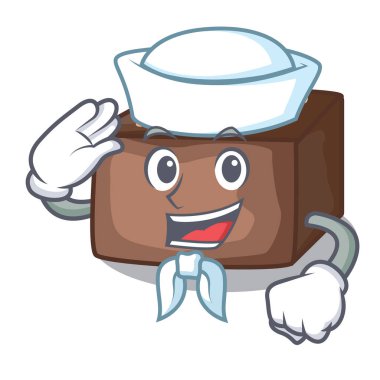 Karamel ile denizci karakter karikatür badem pasta