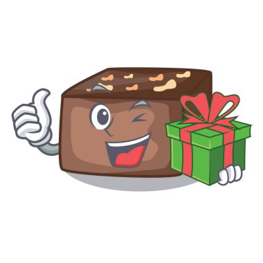 Hediye ev yapımı tatlı kek ile badem ve krem çizgi film