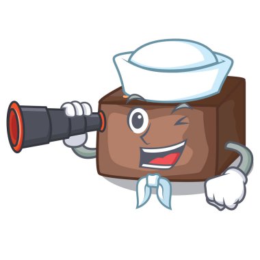 Denizci badem ve krem karikatür ile dürbün ev yapımı tatlı pasta ile