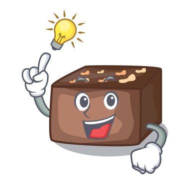 Bir fikir badem dilim çikolatalı kek maskotu izole var