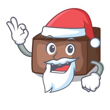 Maskot izole Santa badem dilim çikolatalı kek