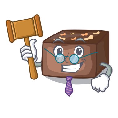 Yargıç badem dilim çikolatalı kek maskotu izole