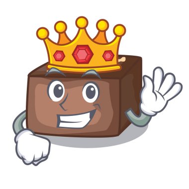 Maskot izole kral dilim badem çikolatalı kek