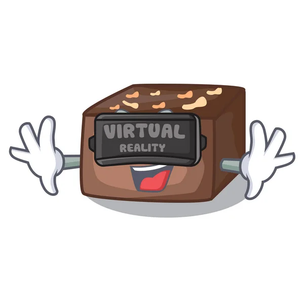 Realidade virtual bolo doce caseiro com amêndoas e desenhos animados creme — Vetor de Stock