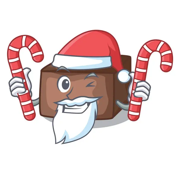 Santa z candy plasterek migdałowe ciasto czekoladowe na białym tle na maskotka — Wektor stockowy