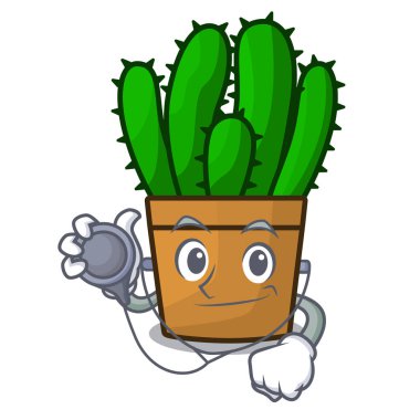 Doktor spurge kaktüs bir saksı karikatür