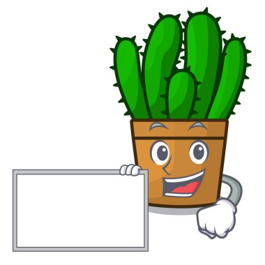 Bir saksı karikatür ile Yönetim Kurulu spurge kaktüs