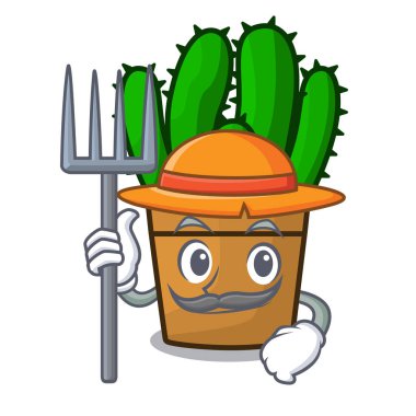 Çiftçi spurge kaktüs bir saksı karikatür