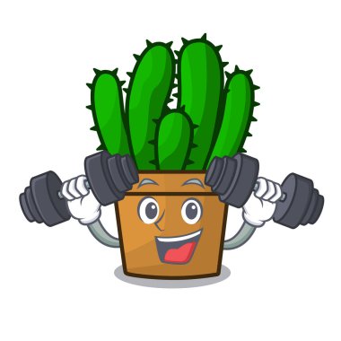 Fitness spurge kaktüs bir saksı karikatür