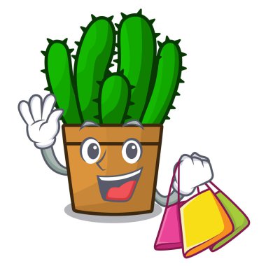 Karakter spurge kaktüs ev dekorasyonu kapalı vektör çizim alışveriş