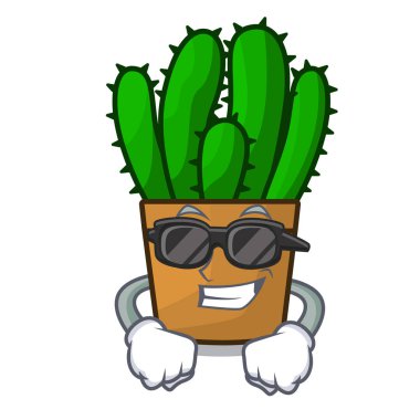 Süper cool karakter spurge kaktüs ev dekorasyonu kapalı vektör çizim