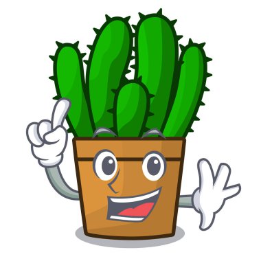 Parmak güzel spurge kaktüs bitki karikatür vektör çizim