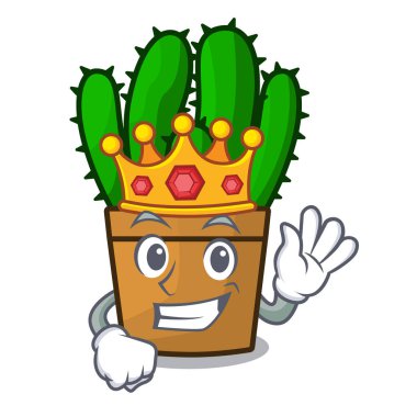 Kral güzel spurge kaktüs bitki karikatür vektör çizim