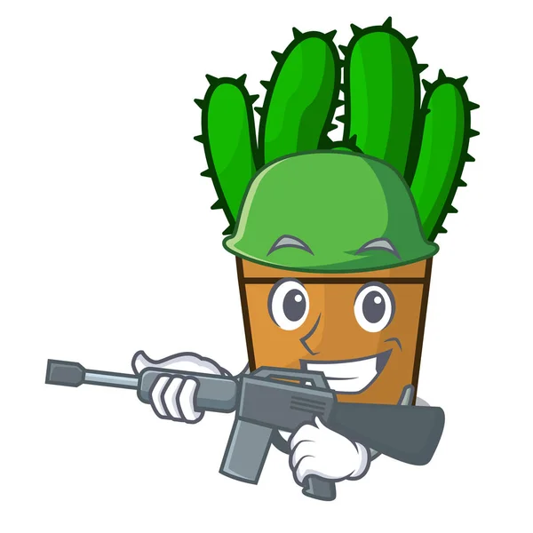 Ejército Spurge Cactus Una Ilustración Vector Dibujos Animados Maceta — Vector de stock