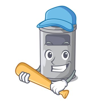 Beyzbol çelik çöp kapağı karikatür ile oynamak