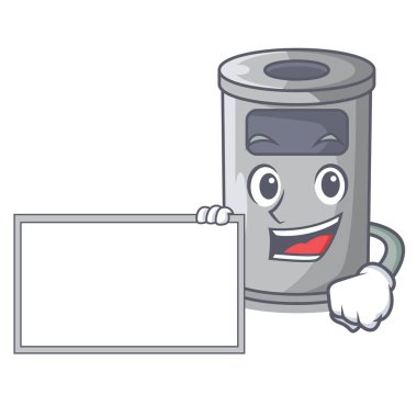 Kurulu ile çelik kapak karikatür ile çöp kutusu