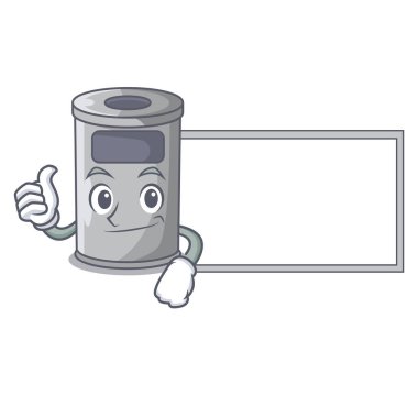 Başparmak yukarıya ile Yönetim Kurulu çelik çöp kapağı karikatür ile