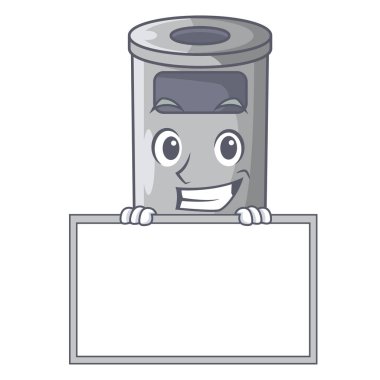 Kurulu çelik çöp kapağı karikatür ile birlikte sırıtarak